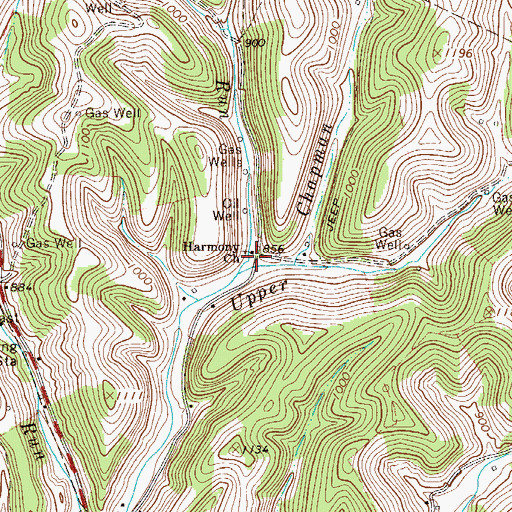 Topographic Map of Harmony United Methodist Church, WV
