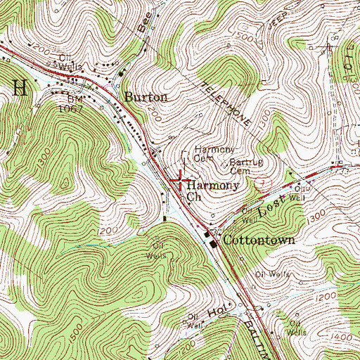 Topographic Map of Harmony Church, WV