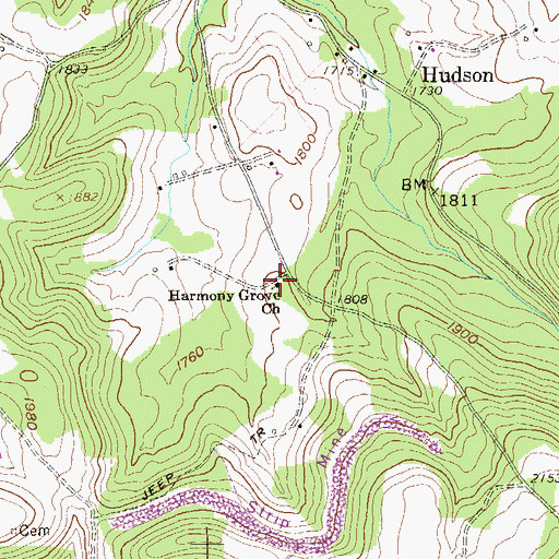 Topographic Map of Harmony Grove United Methodist Church, WV