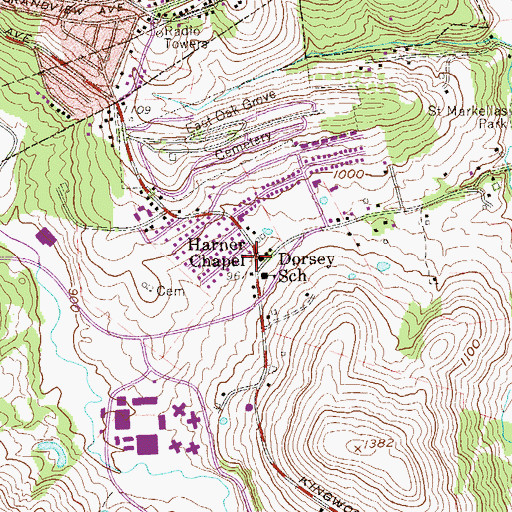Topographic Map of Harner United Methodist Church, WV