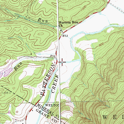 Topographic Map of Harness Run, WV