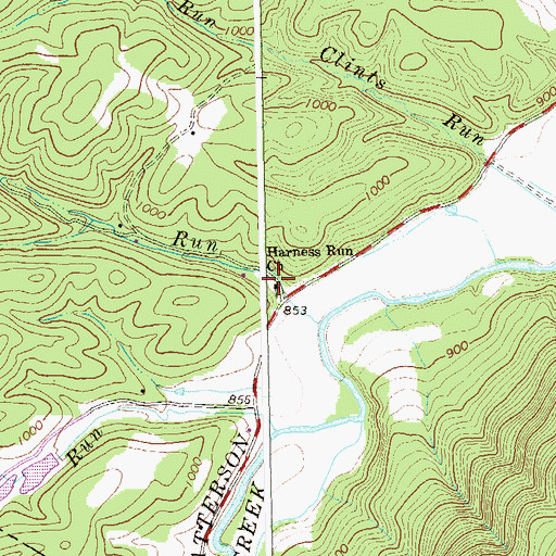 Topographic Map of Harness Run Church, WV