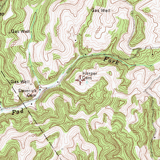 Topographic Map of Harper Cemetery, WV