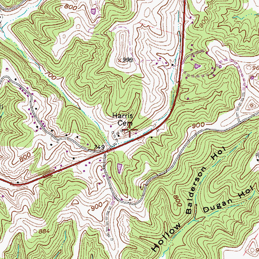 Topographic Map of Harris Cemetery, WV