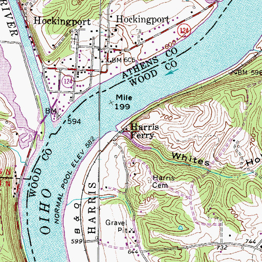 Topographic Map of Harris Ferry, WV