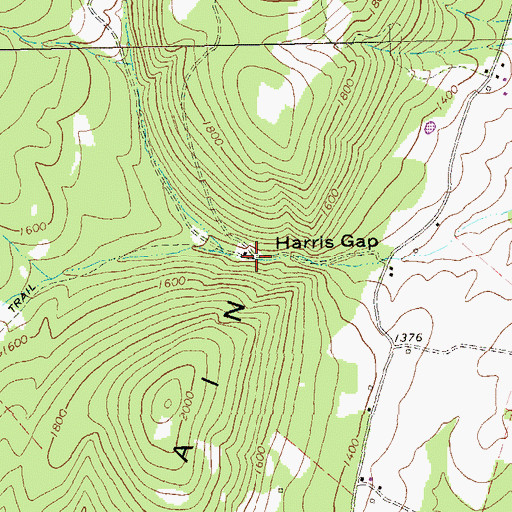 Topographic Map of Harris Gap, WV