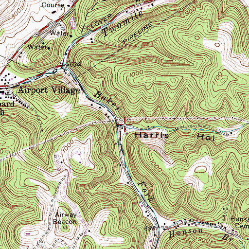 Topographic Map of Harris Hollow, WV