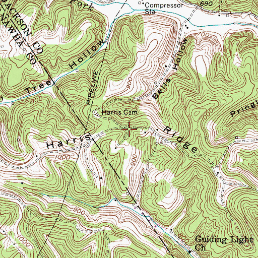 Topographic Map of Harris Ridge, WV