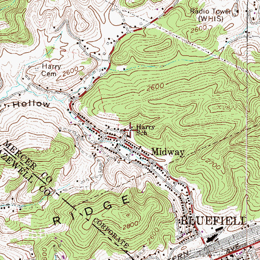 Topographic Map of Harry School (historical), WV