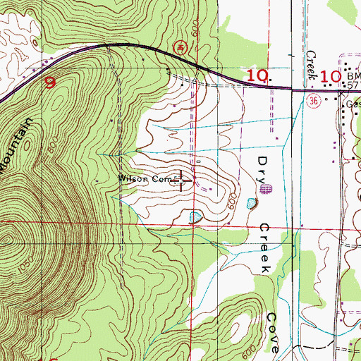 Topographic Map of Wilson Cemetery, AL