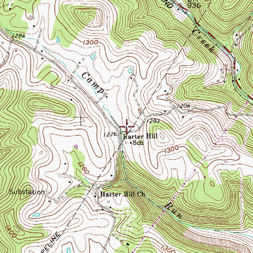 Topographic Map of Harter Hill School (historical), WV