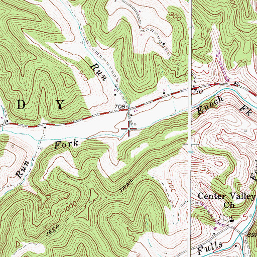 Topographic Map of Hartley Run, WV