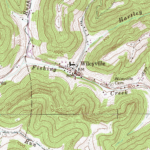 Topographic Map of Hartley Run, WV