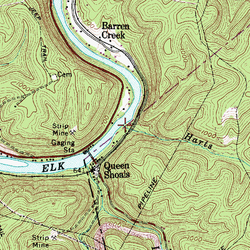 Topographic Map of Harts Branch, WV
