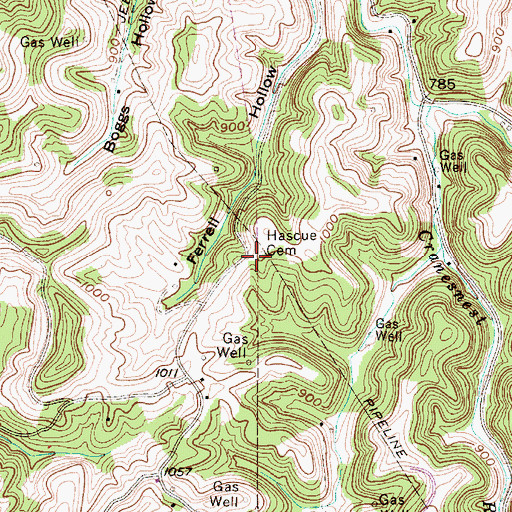 Topographic Map of Hascue Cemetery, WV