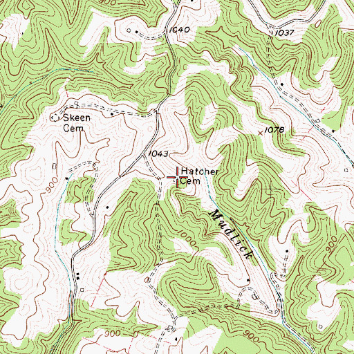Topographic Map of Hatcher Cemetery, WV