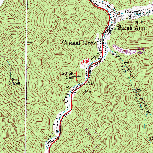 Topographic Map of Hatfield Cemetery, WV