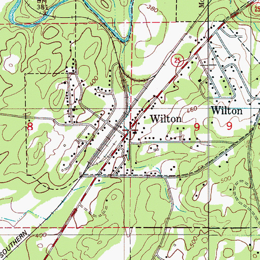 Topographic Map of Wilton, AL
