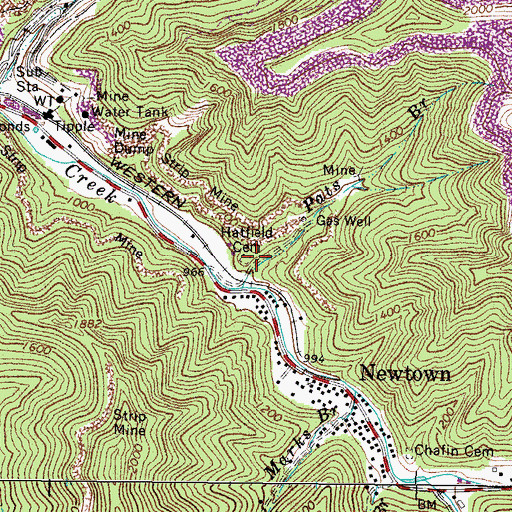 Topographic Map of Hatfield Cemetery, WV