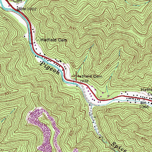 Topographic Map of Hatfield Cemetery, WV