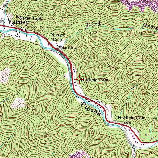 Topographic Map of Hatfield Cemetery, WV
