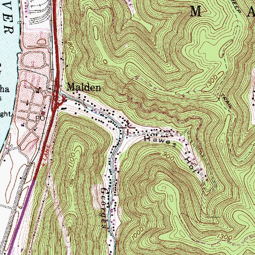 Topographic Map of Hawes Hollow, WV