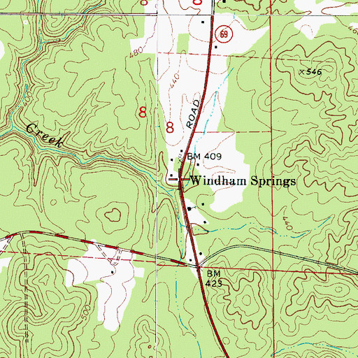 Topographic Map of Windham Springs, AL
