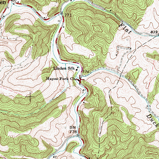 Topographic Map of Hayes Fork Church, WV