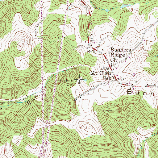 Topographic Map of Hayhurst Cemetery, WV