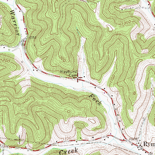 Topographic Map of Hayhurst Cemetery, WV
