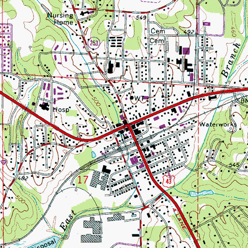 Topographic Map of Winfield, AL