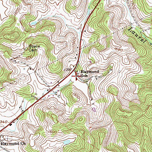 Topographic Map of Haymond School (historical), WV