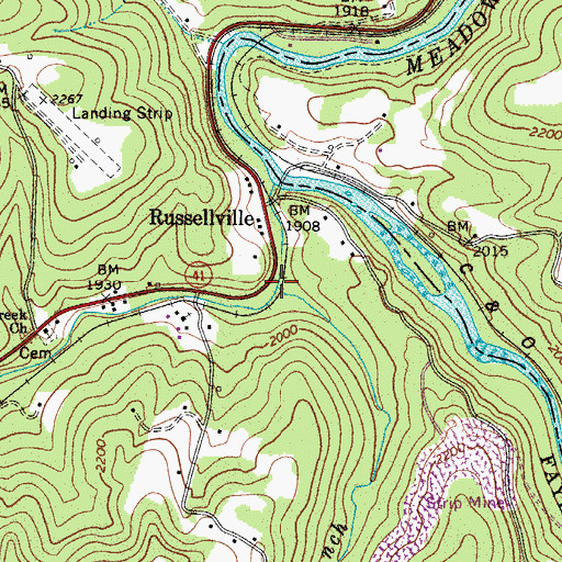 Topographic Map of Haynes Branch, WV