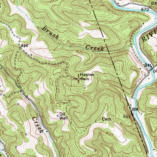 Topographic Map of Haynes Cemetery, WV