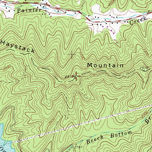 Topographic Map of Haystack Mountain, WV