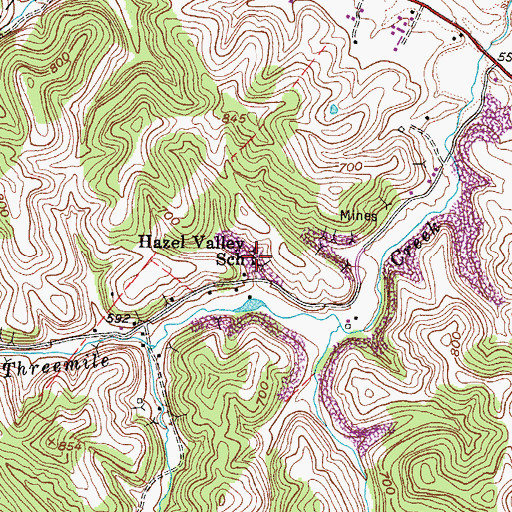 Topographic Map of Hazel Valley School (historical), WV