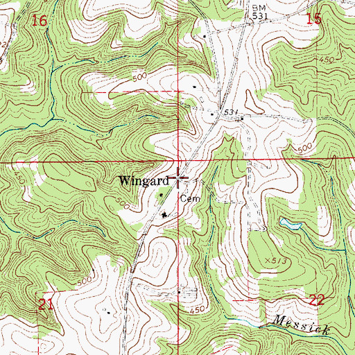 Topographic Map of Wingard, AL