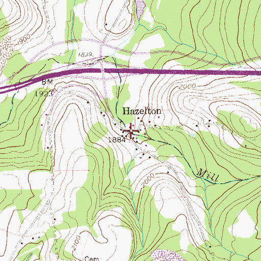 Topographic Map of Hazelton, WV