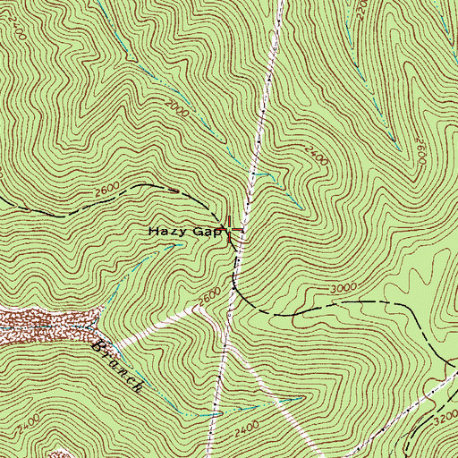 Topographic Map of Hazy Gap, WV