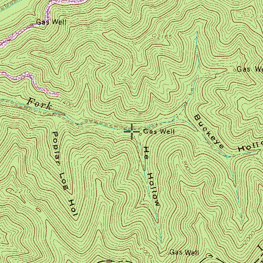 Topographic Map of He Hollow, WV