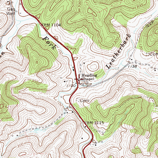 Topographic Map of Heading Chapel, WV