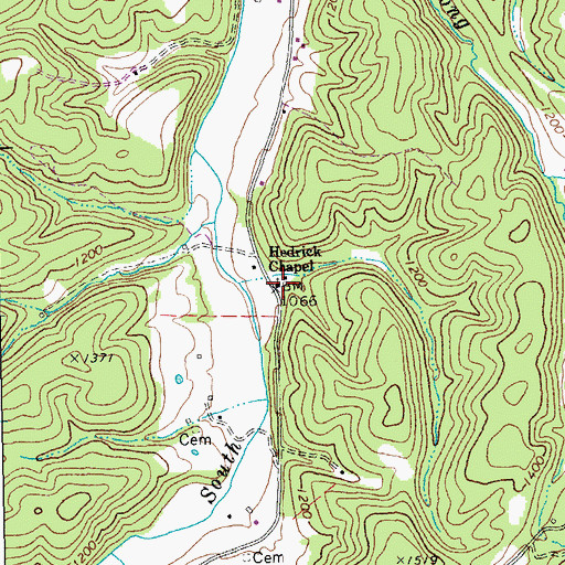 Topographic Map of Hedrick Chapel, WV