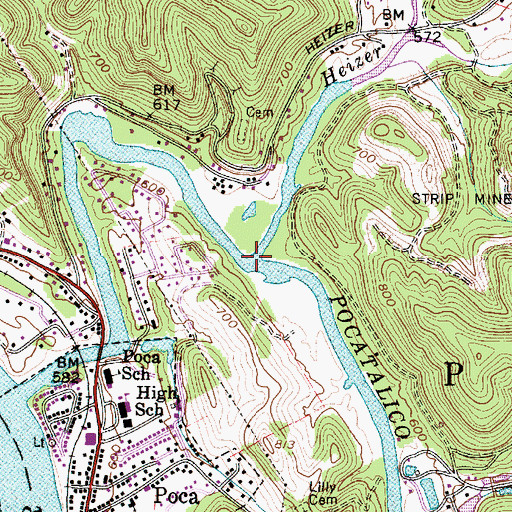 Topographic Map of Heizer Creek, WV