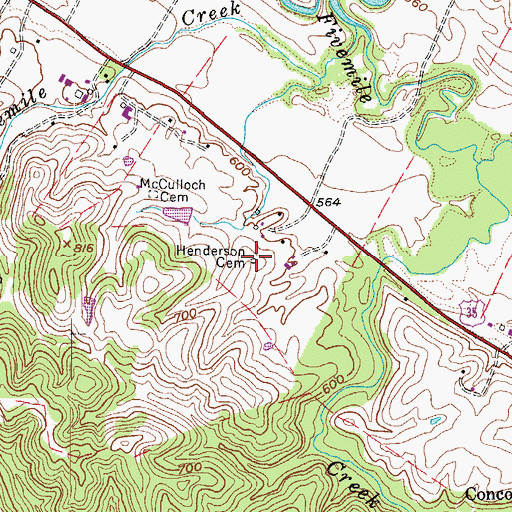 Topographic Map of Henderson Cemetery, WV