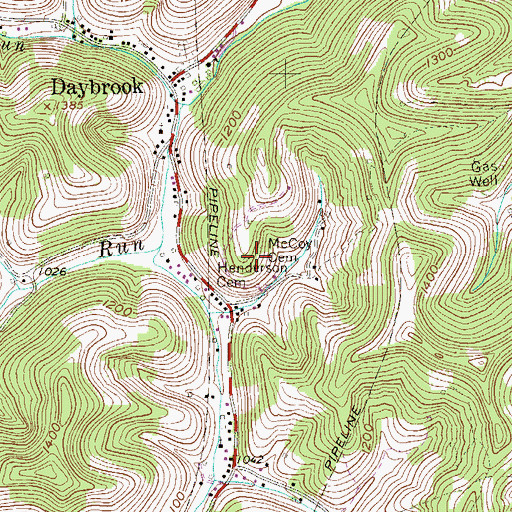 Topographic Map of Henderson Cemetery, WV