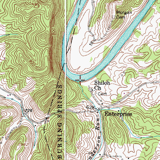 Topographic Map of Henderson Run, WV