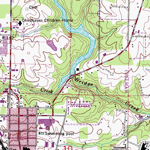 Topographic Map of Wolf Creek, AL