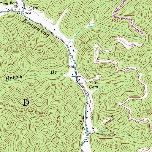 Topographic Map of Henry Branch, WV