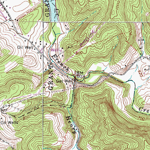 Topographic Map of Henry Camp Run, WV