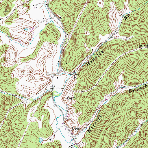 Topographic Map of Hensley Branch, WV